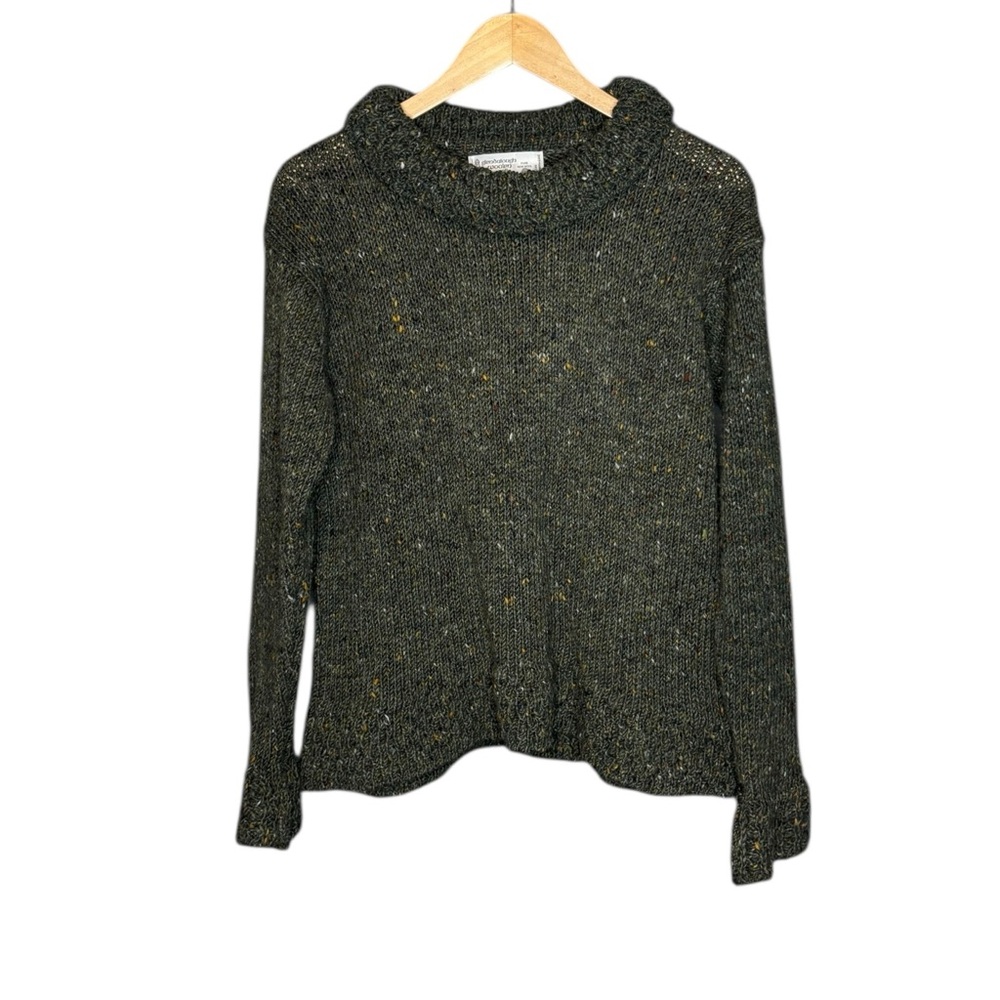 Glendalough Woolen‎ Mills Women’s Irish Pure Wool Cowl Neck Sweater Green Large